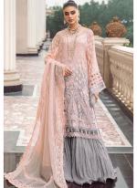 Faux Georgette Pink Grey Party Wear Embroidery Work Pakistani Suit